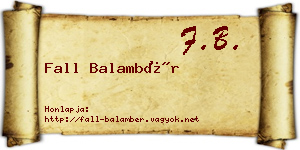 Fall Balambér névjegykártya